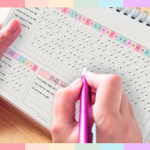 Habit Tracker Calendar â Daily, Weekly & Monthly Habit & Goal Tracker, Wire-Bound Planner with Colorful Design, Premium 250Gsm Paper | A5 Rainbow