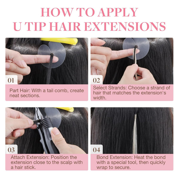 GOO GOO U Tip Hair Extensions - Real Human Hair, 14Inch 50G 50S, Hot Fusion, Invisible Remy, 60A Platinum Blonde