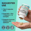 Clean Nutraceuticals Quercetin Zinc Vitamin C Vitamin D Bromelain Elderberry - Lung Immune Support Supplement Adults with Artemisinin, Sea Moss,