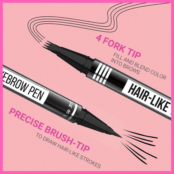 Imethod Eyebrow Pen - Eyebrow Pencil Magical 2-In-1 Eye Brow Pencils for Women with 4-Fork-Tip & Precise Brush-Tip Create Natural Hair-Like Brows,