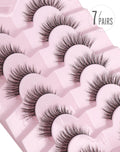 Onlyall Natural Lashes Wispy Lashes Natural Look False Eyelashes Natural Flared Eyelashes False Eye Lashes Soft Fluffy Lashes 7 Pairs D-K06, Black