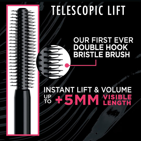 LâOrÃ©al Paris Telescopic Lift Washable Mascara, Lengthening and Volumizing Eye Makeup, Lash Lift with up to 36HR Wear, Black, 0.33 Fl Oz