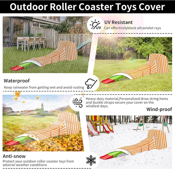Kids Roller Coaster Cover, Orange, Waterproof, Oxford Cloth, Drawstring & Buckle, 110"L X 27"W X 28"H
