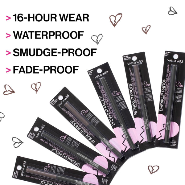 Wet N Wild Mega Last Breakup Proof Retractable Gel Eyeliner - Waterproof 16-Hour Long-Lasting Wear, Cruelty-Free & Vegan - Charcoal