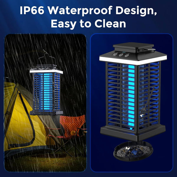 Bug Zapper Outdoor, 2025 Upgraded Mosquito Zapper 2 in 1 Rechargeable Bug Zapper Outdoor with 5000Mah Battery & LED Night Light, 4000V Electric