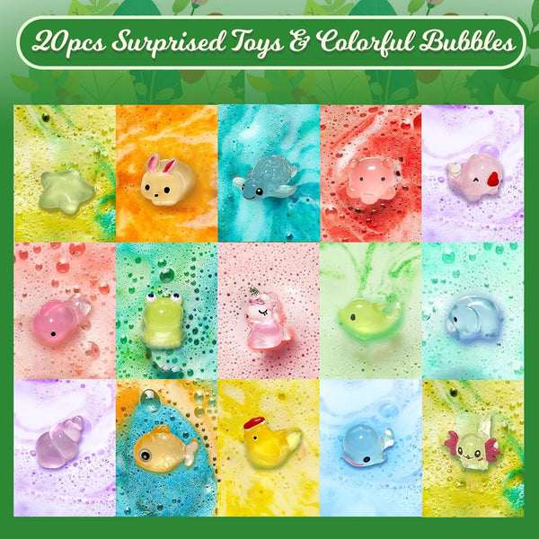 Bath Bombs for Kids with Toys Inside, 20 Pack Kids Bath Bombs with Glow in the Dark Surprise Toys Inside, Natural Organic Bubble Bath Fizzy Bath