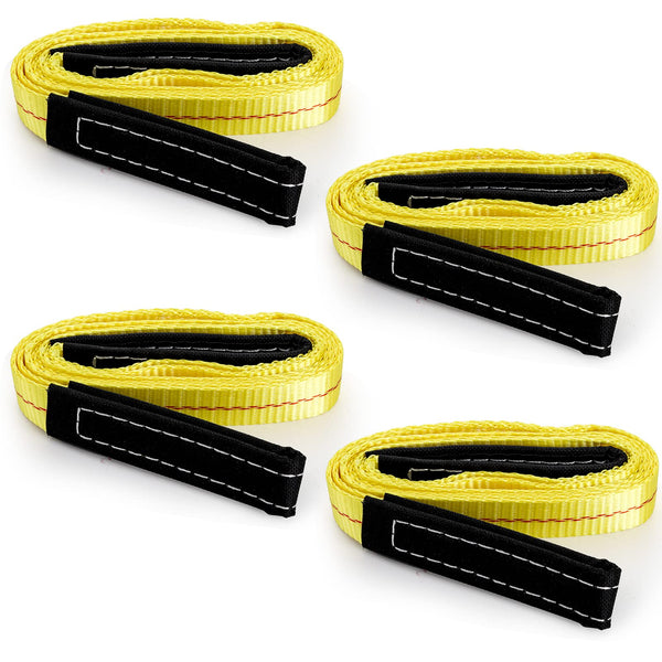 TOPZEA 4 Pack Lifting Sling Straps, 6'X 1" Durable Nylon Tow Straps Rigging Strap with 2 Wide Flat Eye Loops, Tree Saver Recovery Securing Strap
