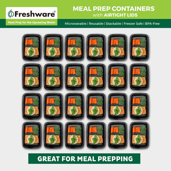 Freshware Meal Prep Containers [50 Pack] 1 Compartment Food Storage Containers with Lids, Bento Box, BPA Free, Stackable,