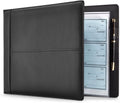 7-Ring Business Check Binder for Checkbooks Organization, Financial Records, Personal and Corporate Use, Black Faux Leather Folder for 600 Checks