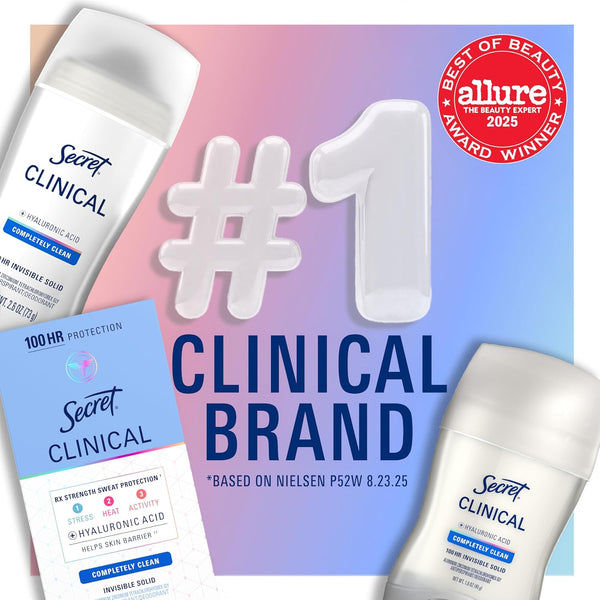 Secret Clinical Strength Antiperspirant Deodorant for Women, Stress Response, 3X Stress Protection, 72Hr Sweat & Odor Protection, PH Balancing