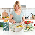 Beeswax Food Wrap, Reusable Beeswax Wraps Storage Set 9-Pack (5S 3M 1L), Organic and Beeswax Wraps Reusable, Sustainable Alternative/Flowers Grass