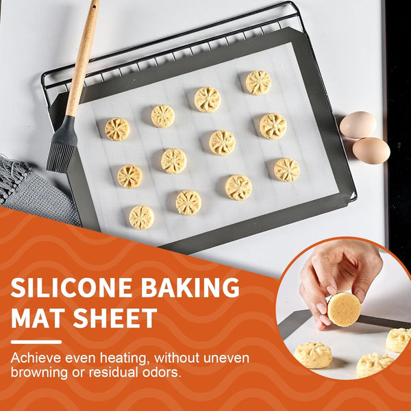 Kitchenraku Silicone Baking Mat, 16.5"X11.6" Non Stick Reusable Silicone Cooking Mat, BPA Free Baking Sheet for Cookies, Macarons Bread & Pastry,