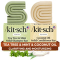 Kitsch Tea Tree Solid Shampoo & Coconut Oil Conditioner Bar, Shampoo and Conditioner Set for Clarifying Grease & Deep Moisturizing, Natural