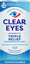 Clear Eyes Triple Relief Eye Drops, Relieves Redness & Calms Irritation, 0.5 Fl Oz