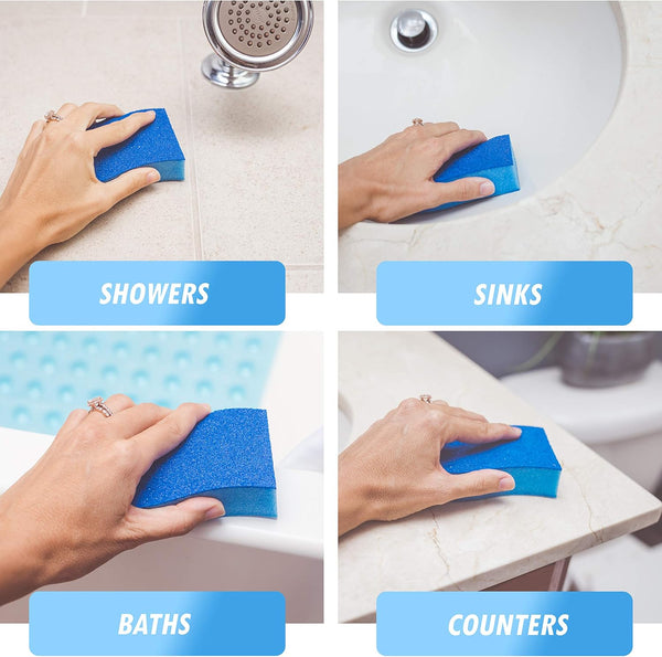 Elitra Essentials Scrubber Sponge, Non-Scratch Hydrophilic Foam Technology - Odor Resistant, Curved Grip, Dual-Sided Foam & Acrylic Grain Surface,