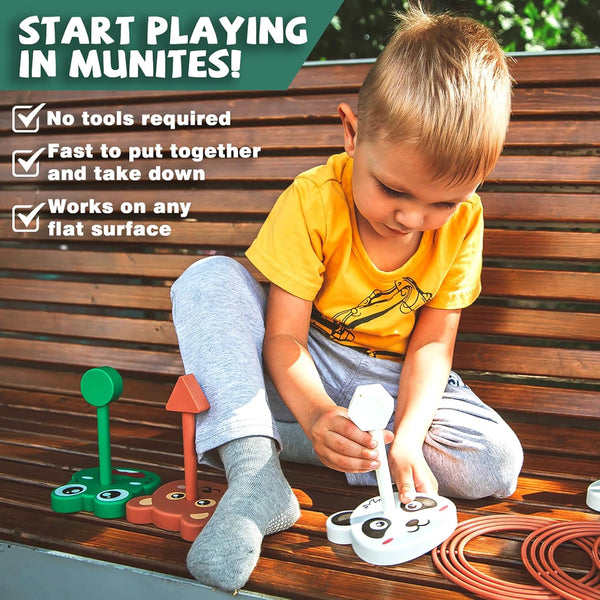 Animal Ring Toss Game Toy Set for Kids, 6 Targets Stands & 36 Rings Combo, Indoor Outdoor Party Yard Family Adults Activity, Birthday Present for