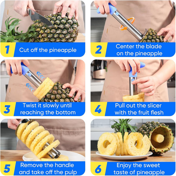 Pineapple Corer, [Upgraded, Reinforced, Thicker Blade] Newness Premium Pineapple Corer Remover, Stainless Steel Pineapple Core Tool for Home &