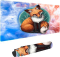 Watercolor Fox Customized Large Extended Gaming Mouse Pad with Stitched Edges and Non-Slip Rubber Base,Suitable for Office and Home Use,31.5X15.7