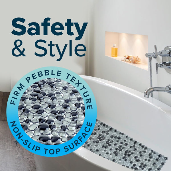 Slipx Solutions Extra Long Deep Foot Massager Bath Tub & Shower Mat 38X17 | Non-Slip, 188 Suction Cups | Feels Great on Tired Feet, Looks like