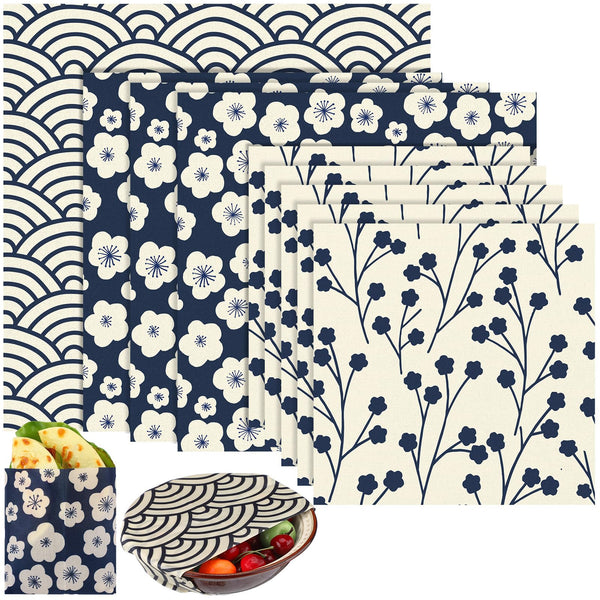 9 Pack Japanese Reusable Beeswax Wraps for Food Eco-Friendly Beeswax Wraps Bread Sandwich Wrapper Organic Sustainable Zero Waste Reusable