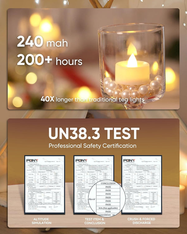 Homemory 12-Pack Flameless LED Tea Lights Candles Battery Operated, 200+Hour Fake Electric Candles Tealights for Votive, Halloween, Ofrenda, Diya,