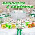 Baderke 50 Pcs Mental Health Awareness Green Ribbon Plastic Cups Bulk Disposable 12Oz Liver Cancer Awareness Plastic Cups for Transplant Bipolar