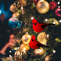 Berfutall-Cardinal Clip On Christmas Tree Ornament Decorations - Red Feathers Set of 12 Pieces Each is 2.8" Lon(A) A 12pc