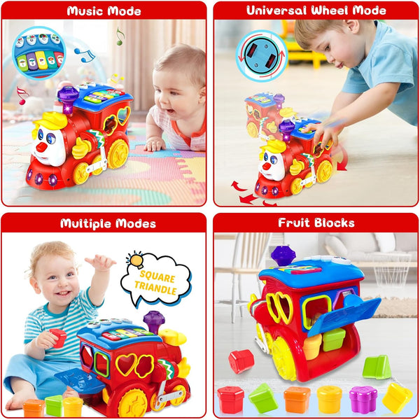Baby Toys for 1 Year Old Boy Girl Gift Musical Train Baby Toys 6-12 12-18 Months,Early Educational Learning Montessori Kids Toys with Blocks/Light