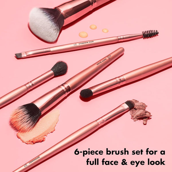 E.L.F. Flawless Face Kit, 6-Piece Brush Collection, Brushes for Face, Eyes & Brows, Vegan & Cruelty-Free