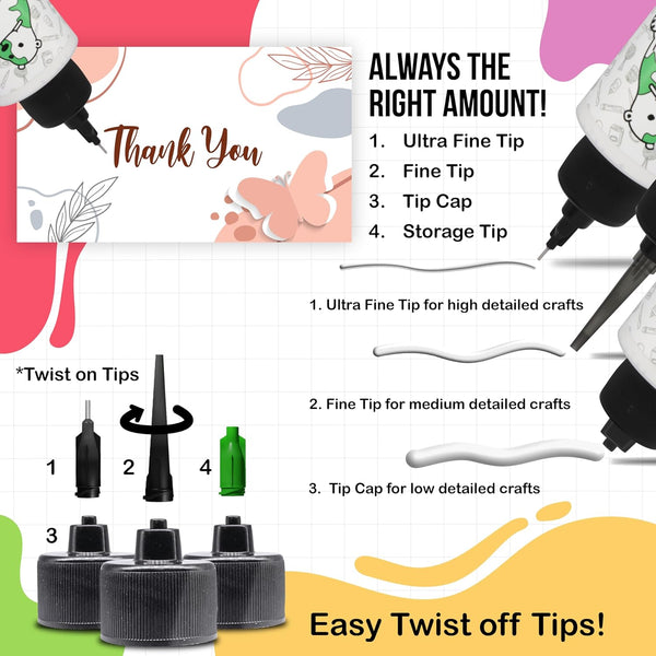Bearly Art Precision Craft Glue - the Original - 4Fl Oz - Tip Kit Included - Dries Clear - Metal Tip - Wrinkle Resistant - Flexible and Crack