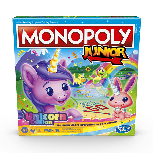 Monopoly Junior: Unicorn Edition Board Game | Magical-Themed Indoor Family Game | 2 to 4 Players | Preschool Games | Kids Gifts | Ages 5 and up