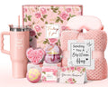 Birthday Gifts for Women Self Care Gifts Get Well Soon Gifts, Rose Relaxing Spa Gifts Basket Care Package W/ Luxury Flannel Blanket 40 Oz Tumbler,
