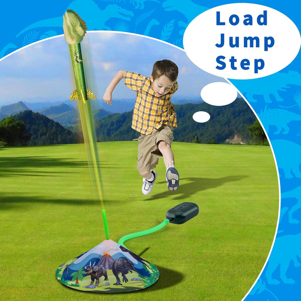 Dinosaur Toy Rocket Launcher for Kids - Launch Up to 100 Ft, 4 Rockets, Outdoor Outside Toys for Kids, Dinosaur Toys, Birthday Gifts for 3 4 5 6 7
