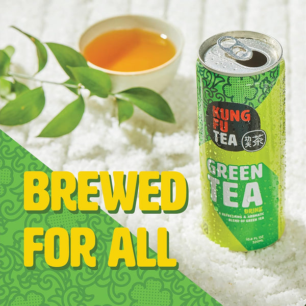 Kung Fu Tea Canned Green Tea â Lightly Sweetened Green Tea in a Can, Ready to Drink â All Natural, Premium Iced Tea â 10.8 Oz Cans, Pack of 6