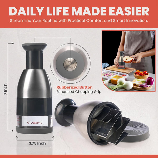Slap Chop Manual Hand Chopper - Versatile Food Dicer, Vegetable Slicer and Onion Chopper, Handy Nut Chopper, Garlic Mincer and Onion Cutter,