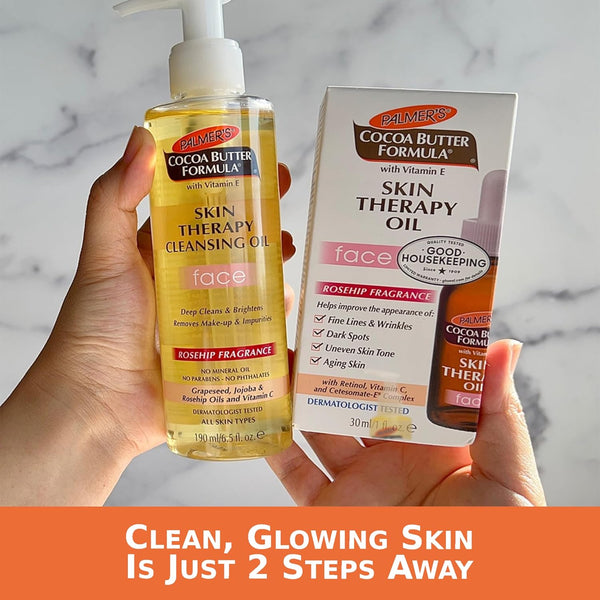 Palmer'S Cocoa Butter Skin Therapy Cleansing Facial Oil, Gentle Makeup Remover for Face, Rosehip Fragrance, 6.5 Ounce