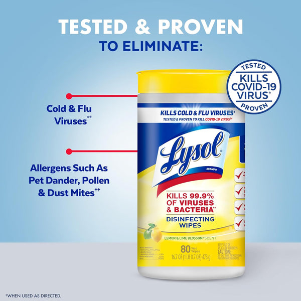 Lysol Disinfecting Wipes Bundle, Home Apartment Dorm Room Essentials and Cleaning Supplies, All Purpose Cleaner, Multi-Surface Cleaning Wipes,