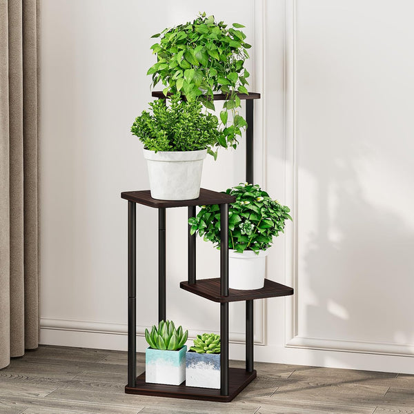 AZERPIAN Plant Stand 4 Tier Indoor Metal Flower Shelf for Multiple Plants Corner Tall Flower Holders for Patio Garden Living Room Balcony Bedroom,
