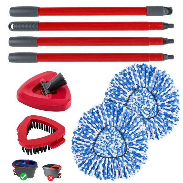 Spin Mop Head Replacement,Iron Spin Handle,Brush and Base Compatible with O Cedar Easywring 1 Tank System,Microfiber Mop Refills and 30-58" Handle