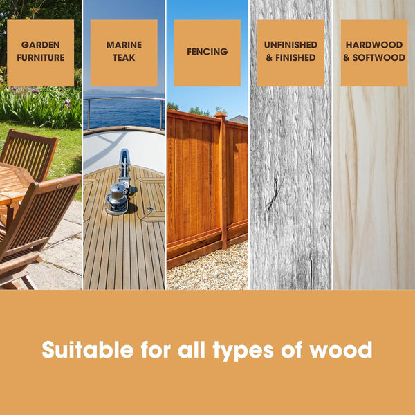 Furniture Clinic Teak Oil | Wood Oil Protects & Cleans Outdoor & Indoor Furniture, Boats, Shower Benches | Restore & Protect Wood, Prevent Drying