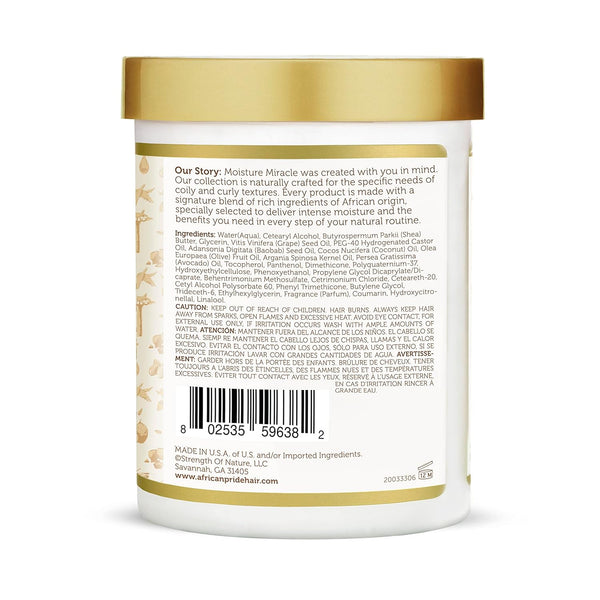 African Pride Moisture Miracle Coconut Oil & Baobab Oil Leave-In Hair Cream - Provides Intense Moisture & Helps Repair Natural Coils & Curls,