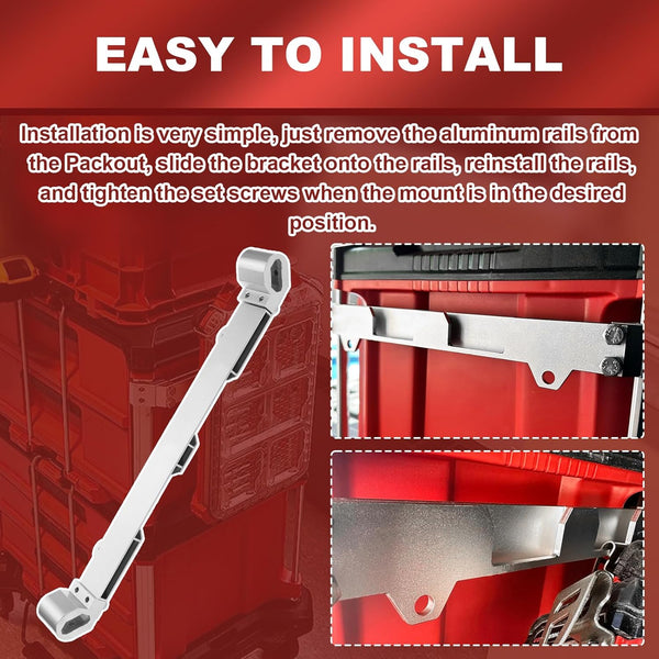 Tool Rail Mount Threaded Rails Fits for Packout Tool Box, Tool Rail Mount Compatible with Packout Accessories