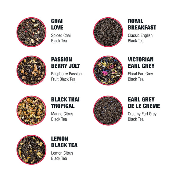 Tiesta Tea - Black Sampler Dry Flight Set | Loose Leaf | High Caffeine | Makes Hot & Iced | Assorted Tea Sets with Herbal, Chai, Fruit Black Teas