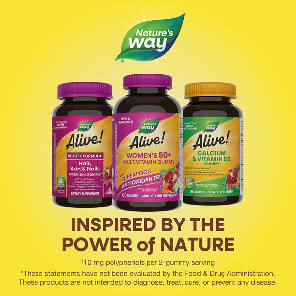 Nature'S Way Alive! WomenâS 50+ Daily Gummy Multivitamins, Supports Multiple Body Systems*, Supports Healthy Heart, Brain & Bones,* B-Vitamins,