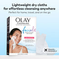 Olay Daily Facials, Daily Clean Makeup Removing Facial Cleansing Wipes, 5-In-1 Water Activated Cloths, Exfoliates, Tones and Hydrates Skin, 66 Count