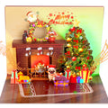 Christmas Card Pop up with Light and Music 3D Santa Fireplace Merry Christmas Greeting Card with Envelope for Kids Girls Women Man Christmas Gift