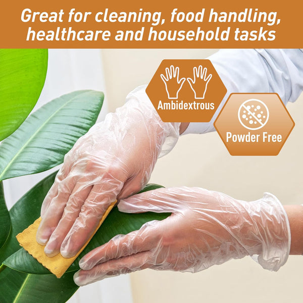 Med PRIDE Vinyl Gloves| Medium Box of 100| 4.3 Mil Thick, Powder-Free, Non-Sterile, Heavy Duty Disposable Gloves| Professional Grade for