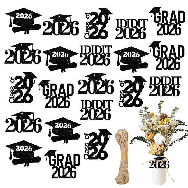 50Pcs 2025 Graduation Cutouts Tags Decorations Class of 2025 Glitter Grad Caps Confetti Graduation Party Decorations Sup
