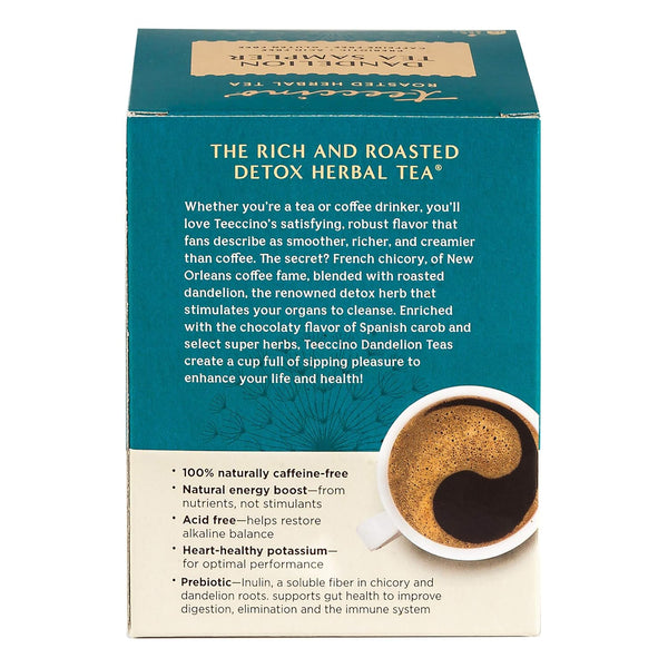 Teeccino Dandelion Tea Sampler - Caramel Nut, Coconut, Dark Roast, Mocha Mint, Red Chai, Turmeric - Roasted Herbal Tea, Caffeine Free & Prebiotic