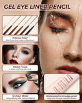 Medium Brown Eyeliner Pencil Retractable Gel Eyeliner Pencil Built in Sharpener Waterproof Smudge Proof Waterline Eye Liner Pencil Smooth Creamy